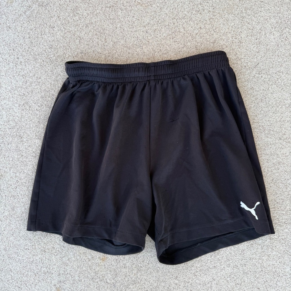 Puma Ribbed Athletic Boys XL Shorts - Black Athleticswear
